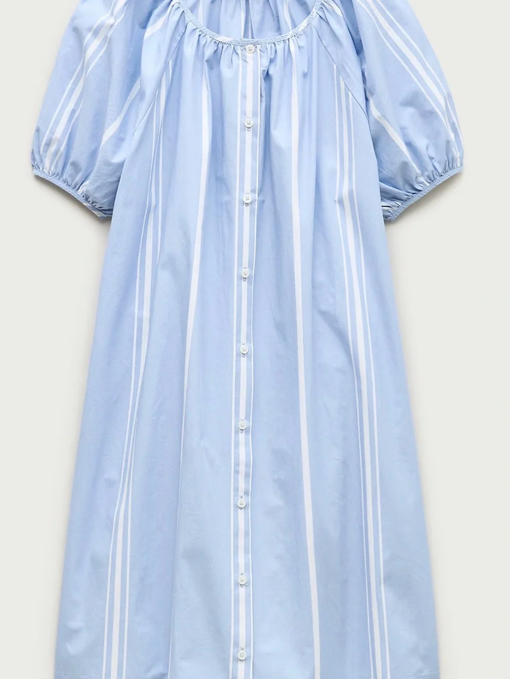J. Crew Blue White striped puff sleeve Button  front DressSZ XXS NWT